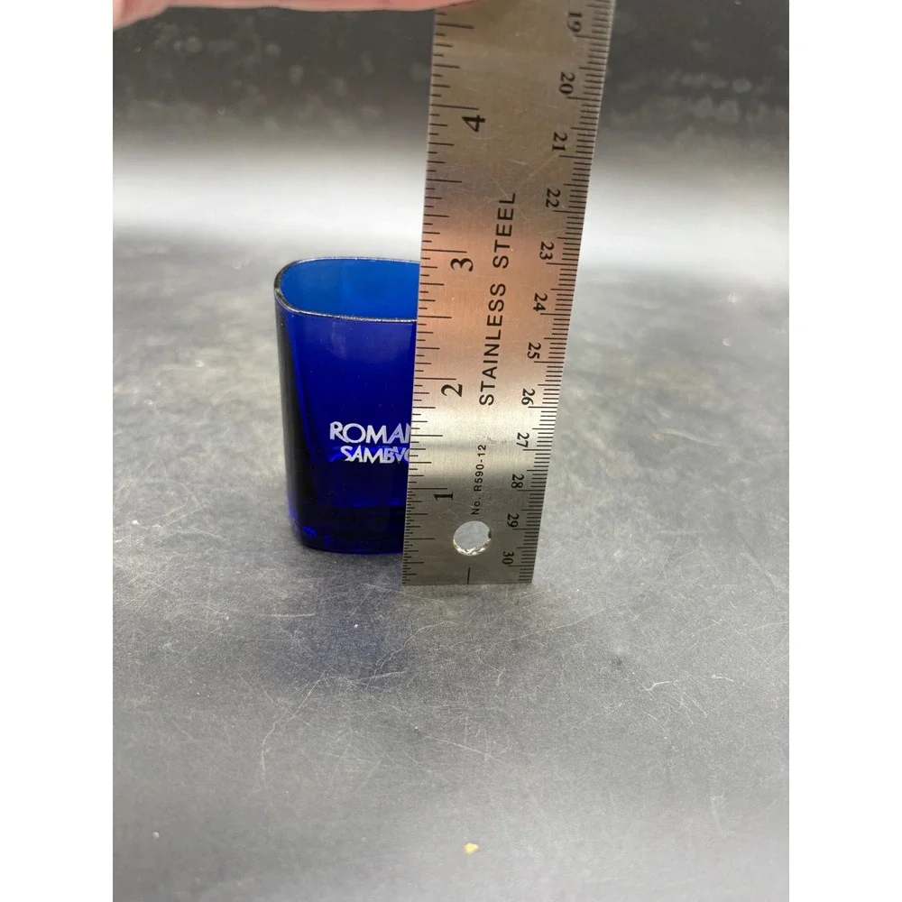 Romana Sambuca Cobalt Blue Glass Shot Glass Square Base Barware Collectible